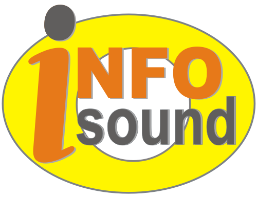 The Infosound logo - the words "info" and "sound" inside a yellow eye shape